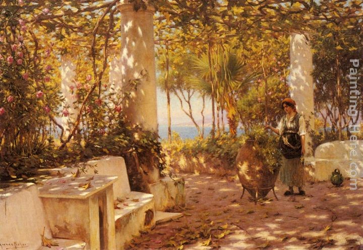 Horace Fisher A Peasant Girl on a Sunlit Veranda